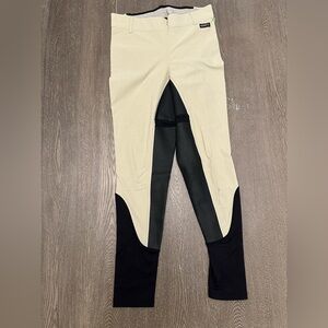 KERRITS KHAKI AND BLACK HORSEBACK RIDING PANTS - Size Medium SKU:79